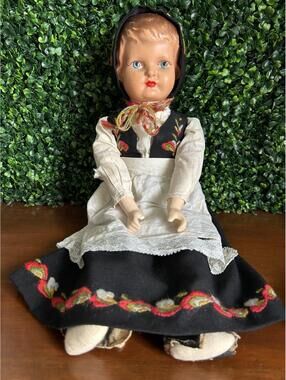 Antique Scandinavian Folk Doll Norwegian Bunad Cottagecore Decor
